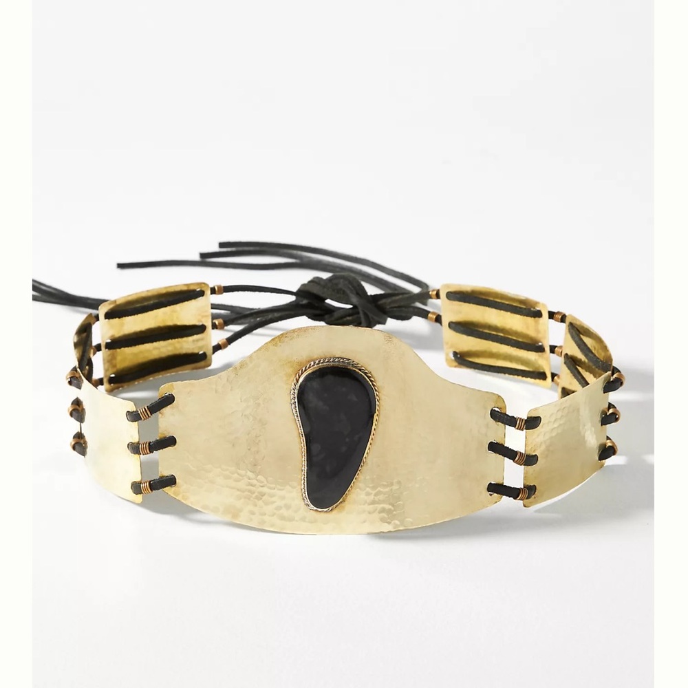 Anthropologie Z&L EUROPE RABAT METAL BELT Style No. 94274800 NWT Brown Leather